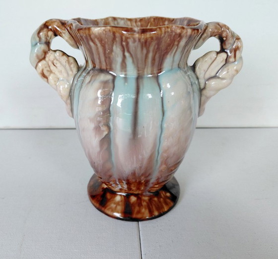Bay Keramik Vase, Pastel Drip Glaze, WGP 1950s, Ceramic, Brown (photo 8 of 10)