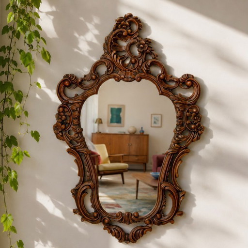 Large vintage baroque mirror in the Rococo Louis XV style