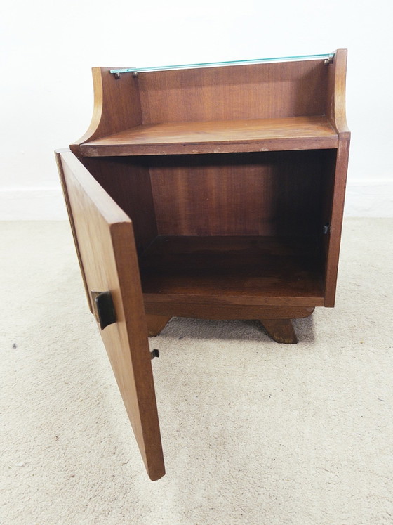 Comodino Mid century, Comodini, Legno, Vetro, Marrone (foto 6 di 7)