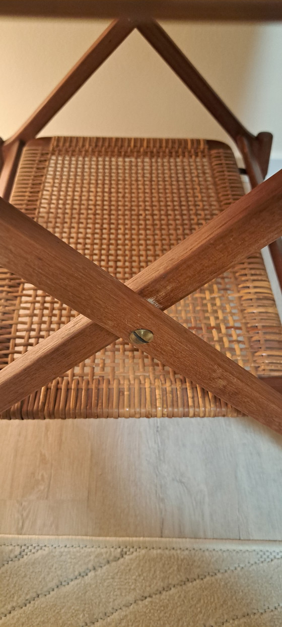 Image 1 of After JOHANNES ANDERSEN – Teak & Rattan Serving Trolley, CFC Silkeborg, Mid-20th Century