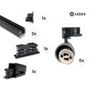 Zwarte Railverlichting set | 3 Meter | 6x GU10 Railspots | 3 -Fase Railsysteem