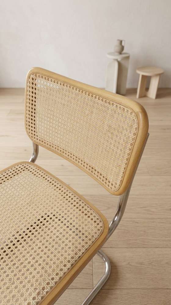 Image 1 of Pair of Cesca Chairs, Bauhaus Chrome & Rattan Dining Chairs by Marcel Breuer, Mid Century Modern, 20th Century