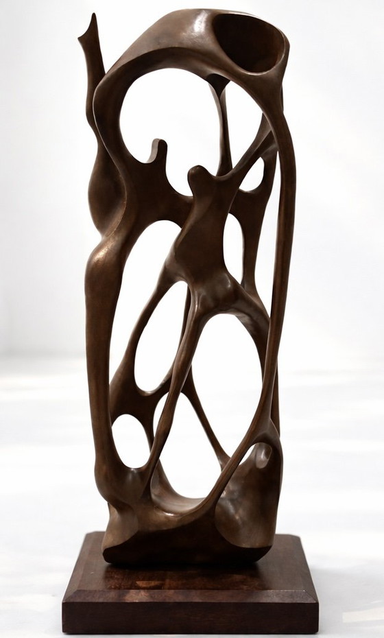 Image 1 of Organische Massivholzskulptur – Stil von Henry Moore – Moderne Kunst der Mitte des 20. Jahrhunderts

