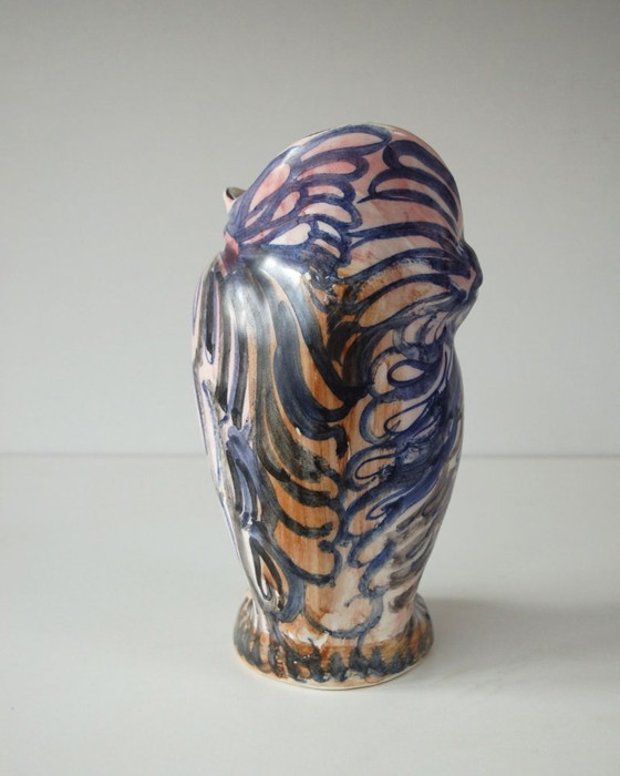 Image 1 of Vase vintage en céramique en forme de hibou grotesque, Espagne, années 1970