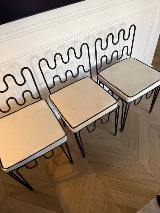 Set Van Drie IJzeren Eettafelstoelen – Eetkamerstoelen, Cast Iron (photo 5 of 5)