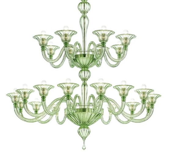 Image 1 of Monumental Modern Elegant "Rigadin" Murano Glass Chandelier
