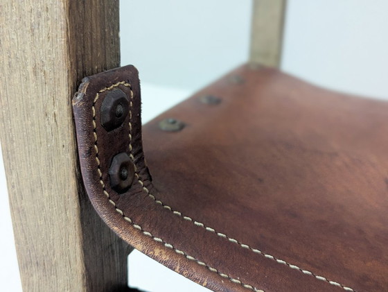 Image 1 of Spaanse Brutalistische Leren Fauteuil van Biosca, 1950