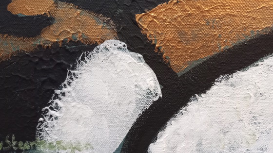 Image 1 of T.van Steenbergen Happy Golden Flowers 70 x 109 cm