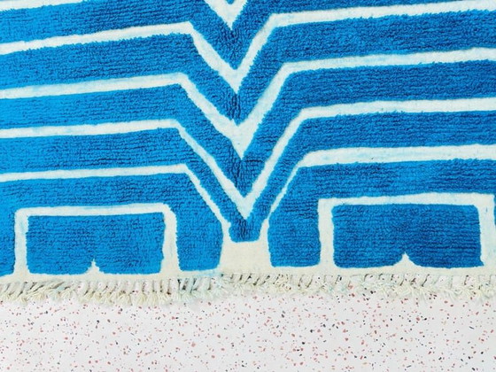 Alfombra marroquí Beni Ouraine hecha a mano, azul tradicional, tamaño 2/3 m – Aime Té, Wool (photo 5 of 9)