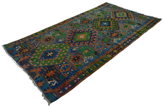 Tappeto Kilim anatolico vintage 325x165 cm – Grande tappeto geometrico colorato in lana tessuto a mano a (photo 8 of 10)
