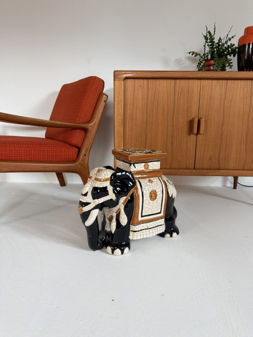 Vintage XL Keramieken Olifanten Plantentafel ‘70 – Ceramic (photo 2 of 6)