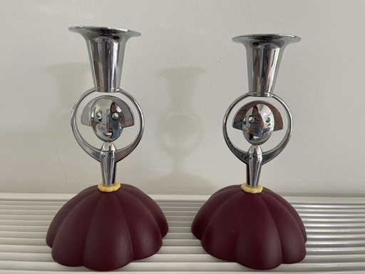 Alessi Anna candlesticks bordeaux