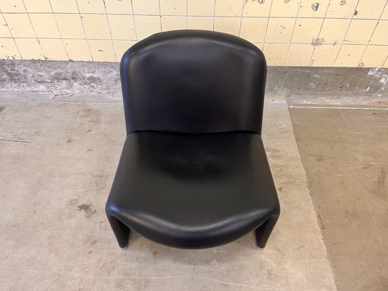 Image 1 of Vintage black leather Alky Chair by Giancarlo Piretti