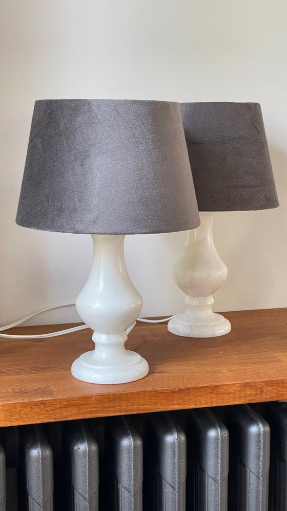 Image 1 of Een paar vintage albasten lampen