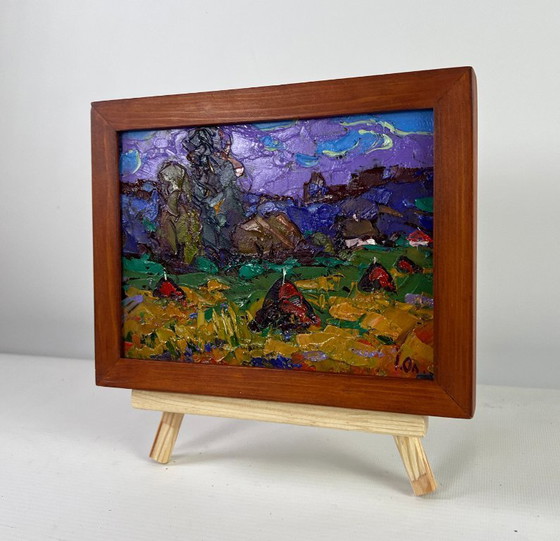 Image 1 of Original Oil Painting Summer Field Landscape Evening coolness before the rain