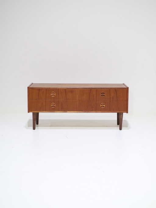 Low double chest of drawers Danish vintage teak