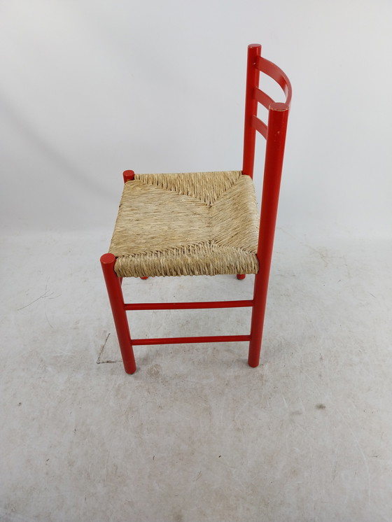 Image 1 of 2 x Rode Scandinavische Eetkamerstoelen 1960's