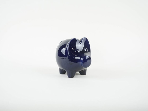 Image 1 of Marineblaues Sparschwein, deutsches Design, 1970er Jahre, hergestellt in Westdeutschland