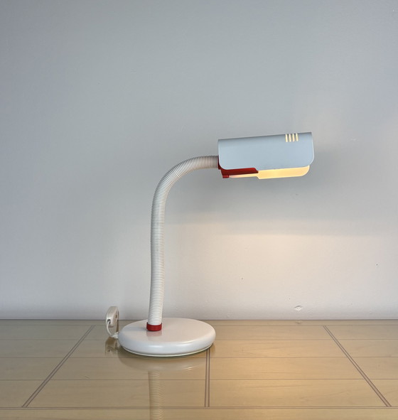 Image 1 of Lampe vintage, années 1970, Targetti Sankey, Italie années 70, Lampe col de cygne réglable blanche, Space Age, Mid Century, Pop 