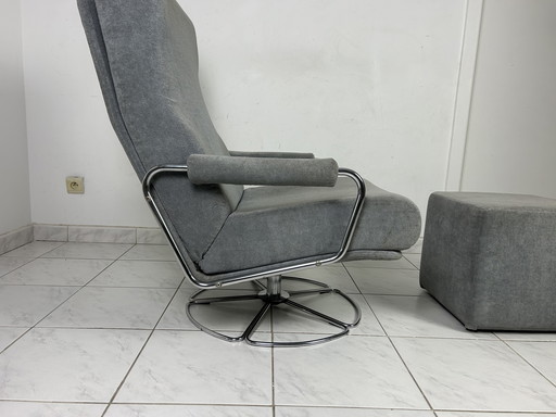Fauteuil pivotant vintage Gelderland avec ottoman par Jan des Bouvrie