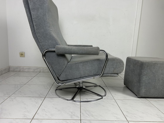 Image 1 of Fauteuil pivotant vintage Gelderland avec ottoman par Jan des Bouvrie