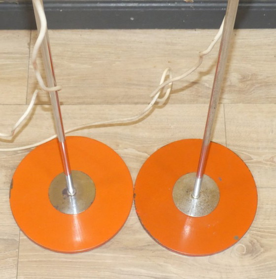 Image 1 of Set di DUE lampade da terra anni '70 arancione Richard Essig regolabile space age panton vintage retro originale raro