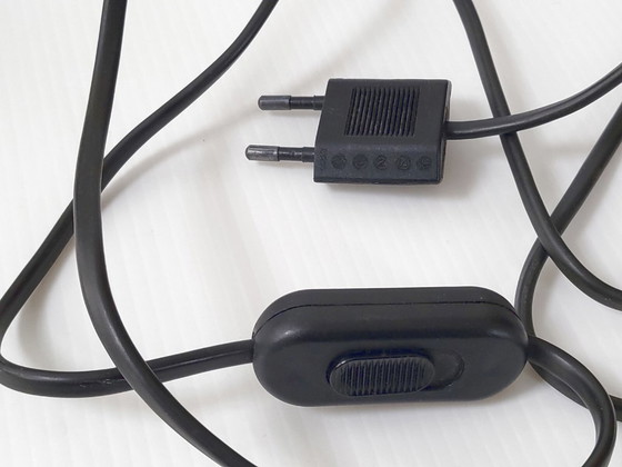 Image 1 of Vintage 1970s Table Lamp in Chrome Steel & Black Lacquered Wood