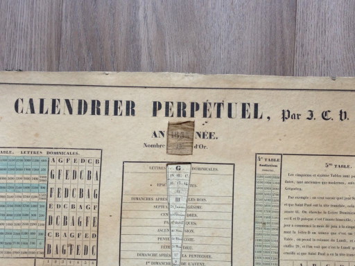 ewiger Kalender, Jahr 1855