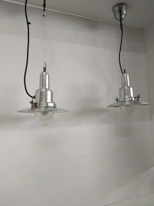 Set of unique and rare 'small' vintage Ucello fisherman's lamps ceiling lamp