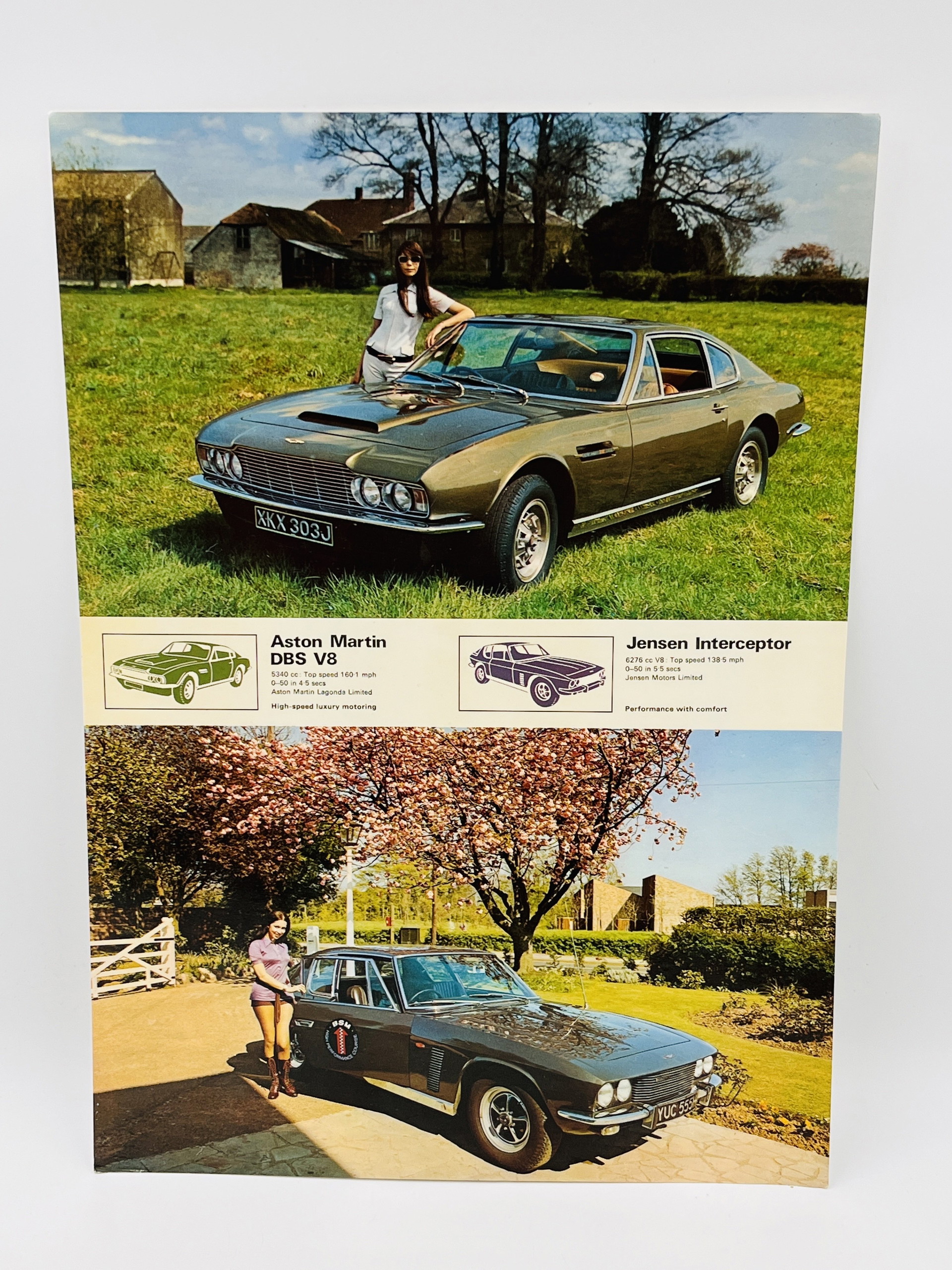 Vintage Aston Martin and Jensen Interceptor Cardboard Photo | €20