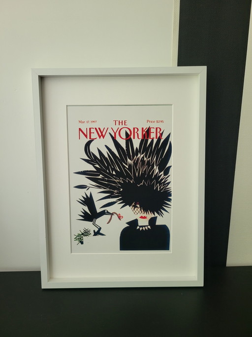 Iconische print van The NewYorker met passe-partout ingelijst.