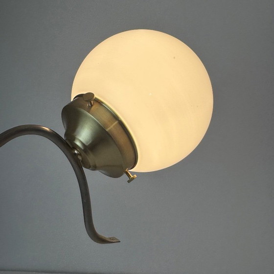 Image 1 of VINTAGE BRASS & OPALINE WALL LIGHT
