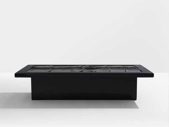 Image 1 of Belgian brutalist ceramic lacquer coffee table Erik Deforce 1977