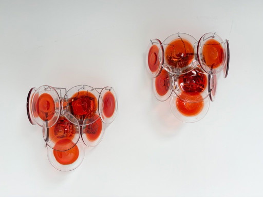 Set aus 2 italienischen Muranoglas Wandleuchten, 1970er