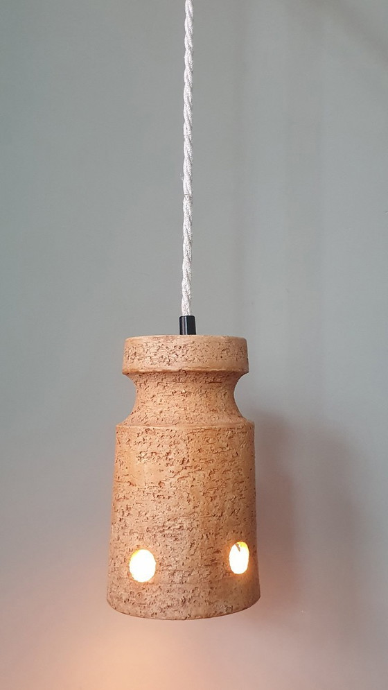 Image 1 of Set di 2 lampade a sospensione vintage in ceramica, Germania Ovest, vetro lava