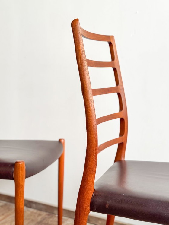 Image 1 of Niels O. Møller Modell 82, Embassy-Stühle aus Teakholz und Leder, 6er-Set, für J.L. Moller