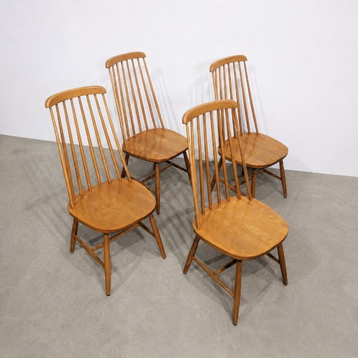 Set van 4 vintage Scandinavische houten stoelen