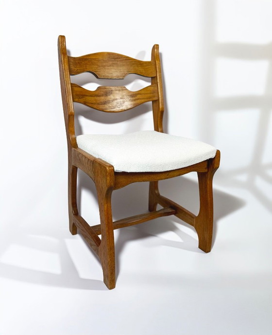 Set van 6 Belgische brutalistische eikenhouten eetkamerstoelen, jaren 70 – Wood (photo 8 of 9)