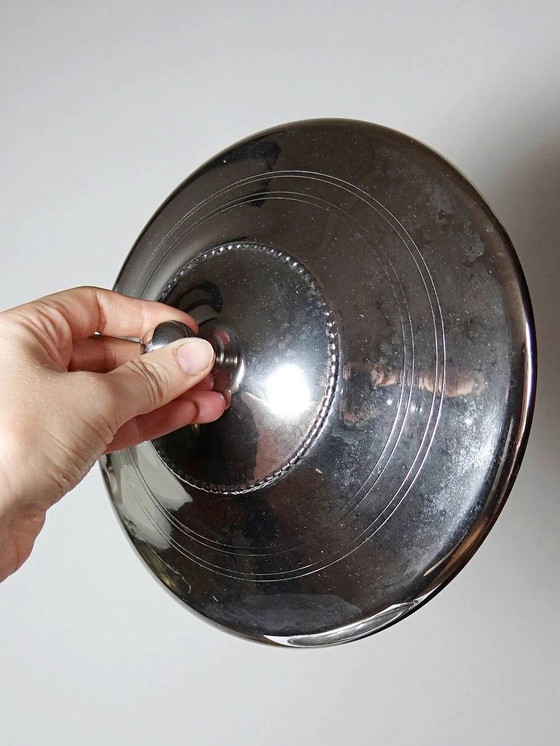 Rare vintage oriental covered silver-plated serving dish, mid-20th century., Table accessories, Metal (photo 5 of 14)