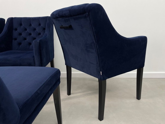 Image 1 of Set of 6 Goossens dining chairs blue velvet (model Pearl)