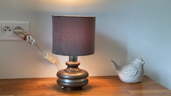 Image 1 of Lampada in ceramica con bordo in alluminio, Francia anni &#39;70