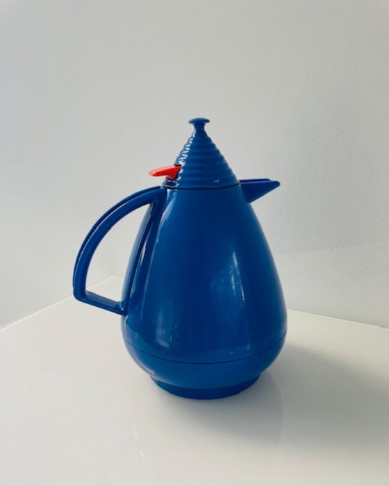 Image 1 of Bouteille isotherme vintage Leifheit Vivatherm bleue Memphis