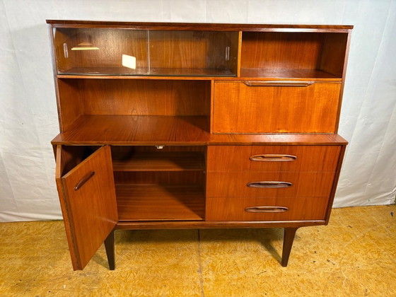 Image 1 of Mid Century Retro Teak Sideboard / Highboard by Jentique Circa 1960  A fantastic mid century modern teak sideboard / highboard b