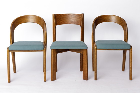 Image 1 of Vintage Oak Chair in the Style of Mauro Pasquinelli – Likely by Baumann, 1970s – Restored, Green Upholstery