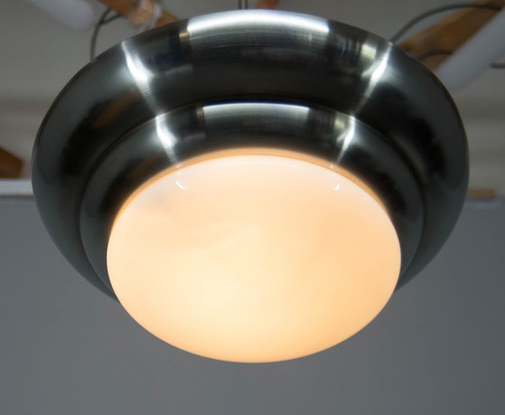 Rare Franta Anýž Nickel Chandelier, 1930s, Restored – Anyz Franta, Metal, Glass (photo 5 of 12)