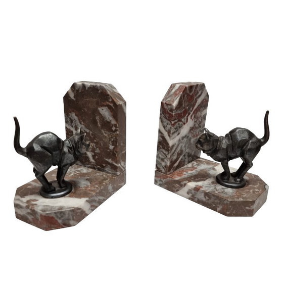 Image 1 of Art Deco bookends with cat