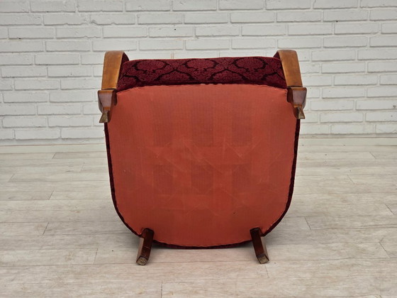 Image 1 of Anni '60, poltrona danese in velluto rosso ciliegia.