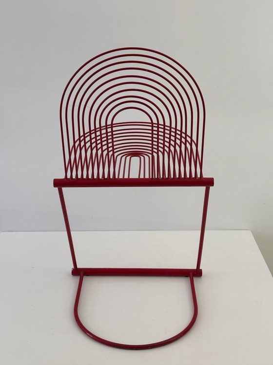 Image 1 of 2 sedie a dondolo di Jutta e Herbert Ohl Rosenthal Lübke, 1982, acciaio laccato rosso