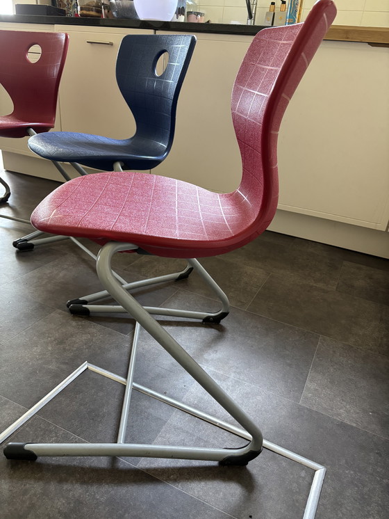 Image 1 of Pantoswing-lupo Verner Panto stoelen rood en blauw