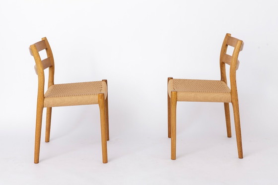 Image 1 of Niels Otto Møller Model 84 Dining Chairs Set of 4, Oak, 1970s Danish Mid Century Modern, Woven Cord Seats
